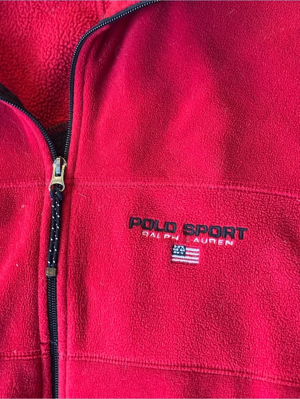 Vintage Polo Sport Ralph Lauren Polartec Fleece Jacket XL Red Black